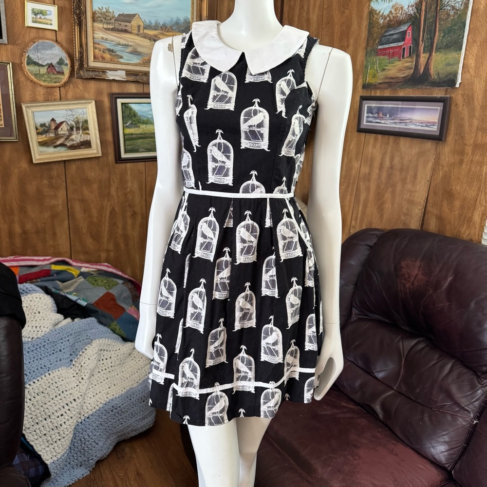 Folter Goth Dress with Birdcage Print